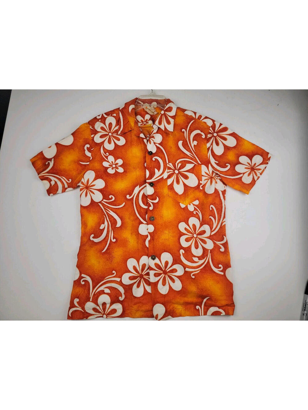 VINTAGE MEN's Large ROYAL HAWAIIAN 60s 70s Sunburst Floral/Tiki Hawaii Shirt